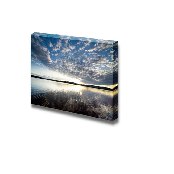 Beautiful Scenery Landscape Lake View at Sunset with Clouds on The Blue Sky - Canvas Art Wall Art - 16" x 24"