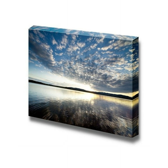 Beautiful Scenery Landscape Lake View at Sunset with Clouds on The Blue Sky - Canvas Art Wall Art - 24" x 36"