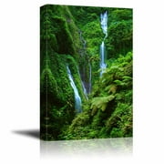 Beautiful Scenery Landscape Madakaripura Waterfall in Green Mountain East Java Indonesia - Canvas Art Wall Art - 18" x 12"