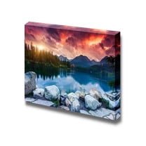 Beautiful Scenery Landscape Mountain Lake in National Park High Tatra Nature Beauty - Canvas Art Wall Art - 12" x 18"
