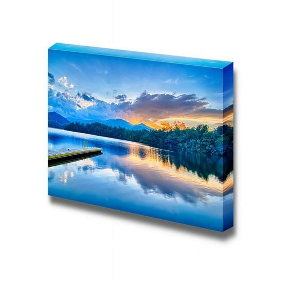 Beautiful Scenery Landscape Sunset at Lake Santeetlah in Great Smoky Mountains - Canvas Art Wall Art - 24" x 36"