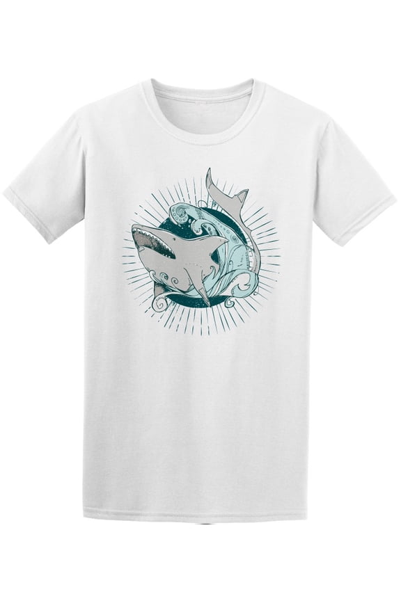 Beautiful Sea Shark In The Waves T-Shirt Men -Image by Shutterstock, Male 4X-Large