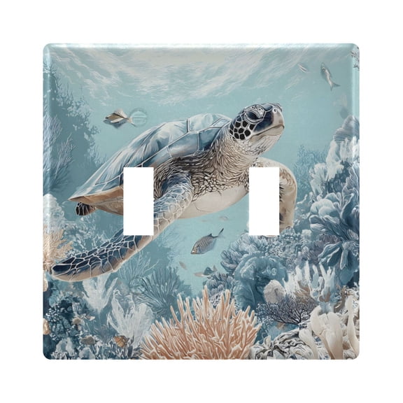 Beautiful Sea Turtle Corals Pastel Light Switch Cover Electrical Outlet Cover Replaceable Wall Plates 2-Gang