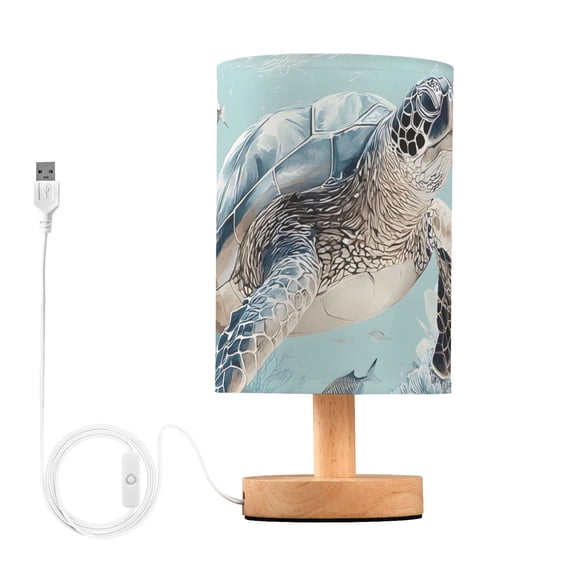 Beautiful Sea Turtle Corals Pastel Table Lamp with USB Port LED Warm Light Lamp Night Light Home Decor