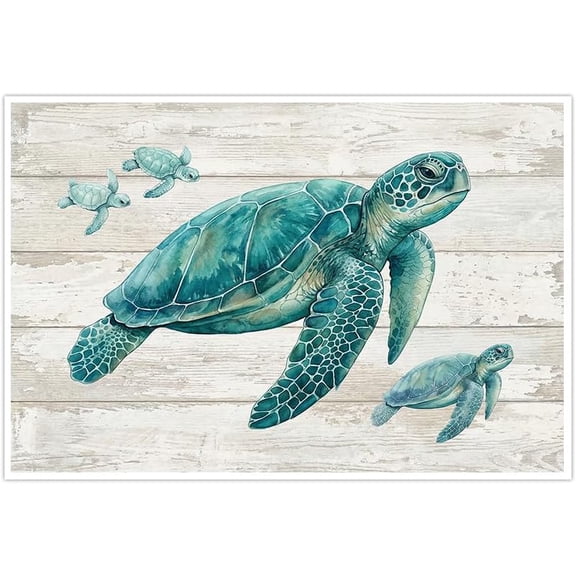 Beautiful Sea Turtle Wall Art Poster Prints Coastal Ocean Themed Decor Watercolor Turtles Design Artwork Perfect for Bedroom Bathroom Beach House Decor Gift for Ocean Lovers-frame
