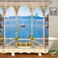 thumbnail image 1 of Beautiful Seaside Flower country Landscape print bathroom shower curtain polyester home decoration waterproof curtain with hook, 1 of 5
