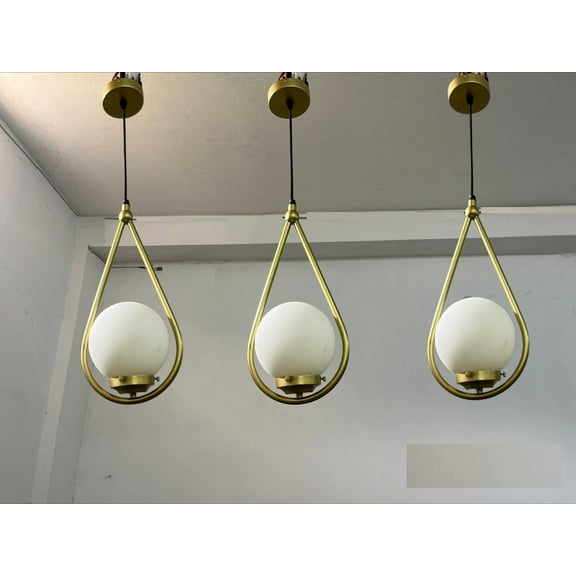 Beautiful Set of 3 Long Brushed Brass Hanging Light Pendant Designer Long Ceiling Light Fixture ,Kitchen and Living Room Lights
