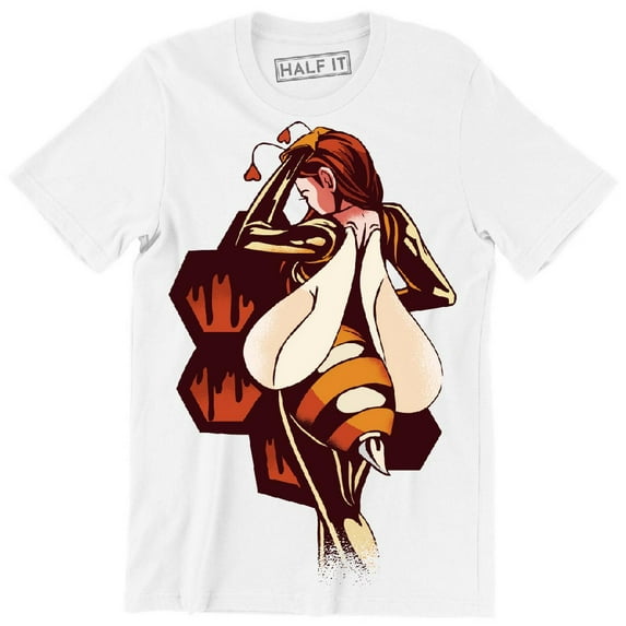 Beautiful Sexy Bee-Woman And A Piece Of Honeycomb Men's T-Shirt
