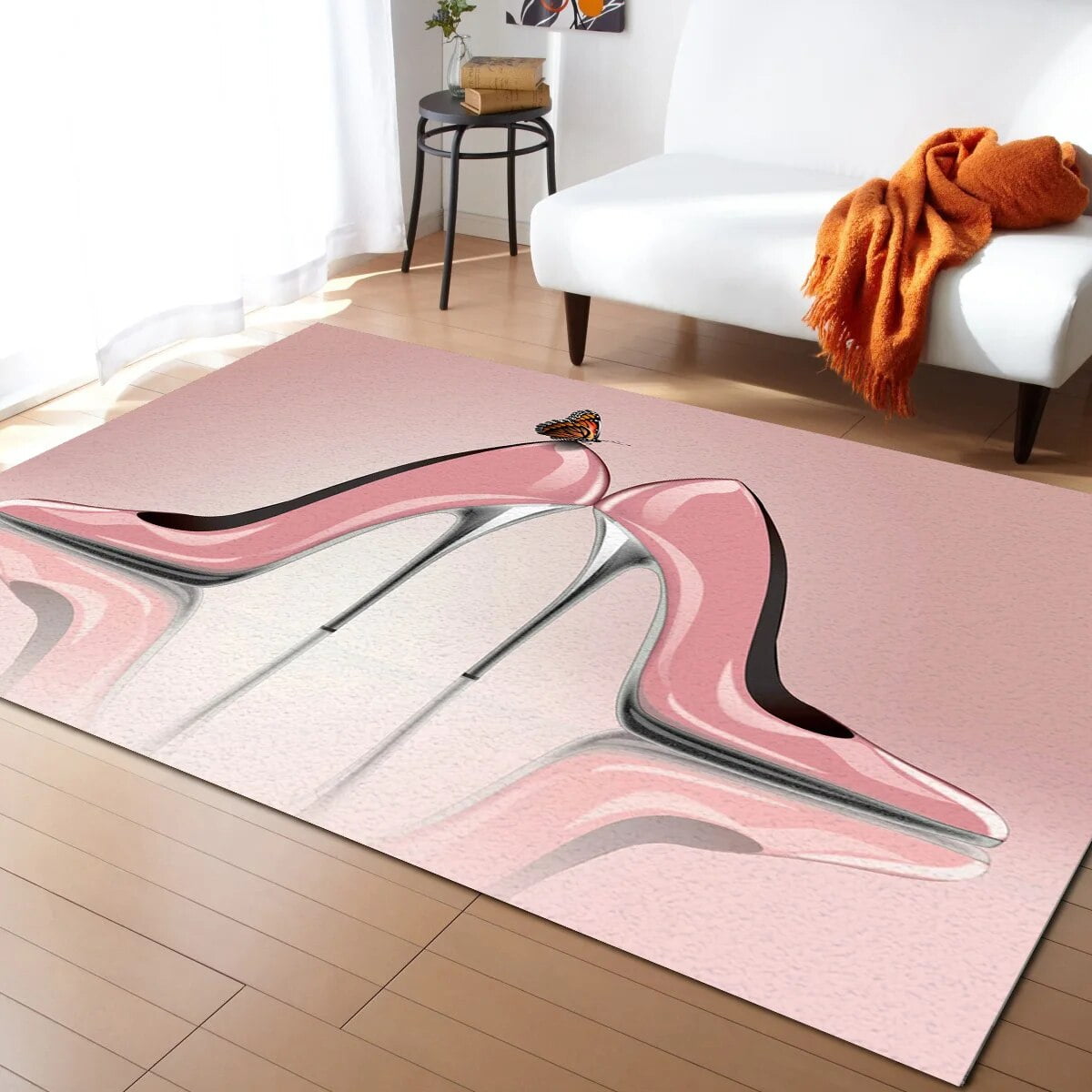 Beautiful Sexy Pink High Heels Butterfly Living Room Floor Mat Children ...