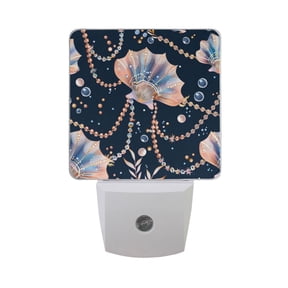Beautiful Shell Necklaces Night Light 2 Pack LED Nightlight Plug into Wall Dusk to Dawn Sensor Soft White