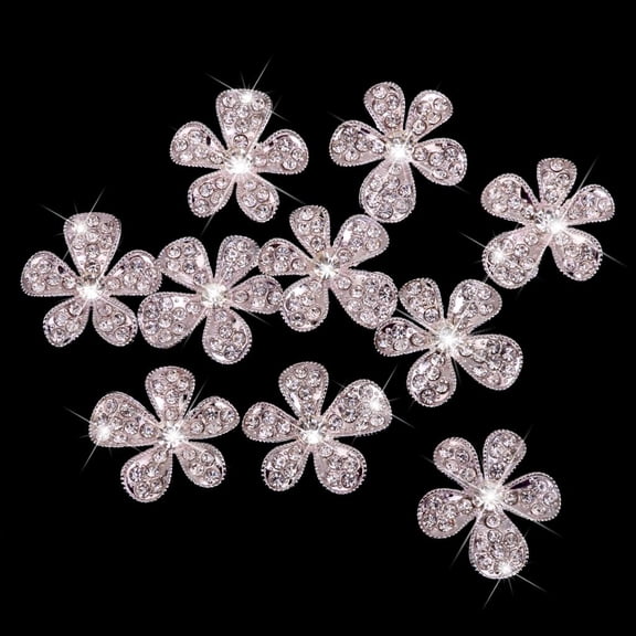 Beautiful Shining Crystal Flower Buttons For Garments Bags Headband Gift Wrapping Decoration DIY Craft Embellishment OF 10PCS