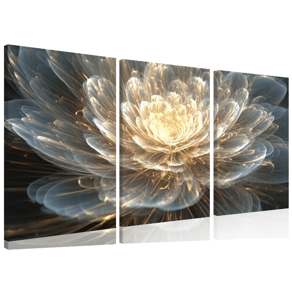 Beautiful Shining Flower Canvas Print 3 Piece Set, Halloween Wall Art, High Quality Holiday Gift, Room Decor, 12x16 Inch