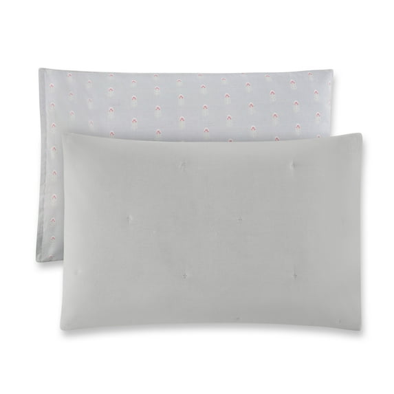 Beautiful Signature Floral Sage Green Velvet Reversible Sham Set, King, 2-Piece, by Drew Barrymore