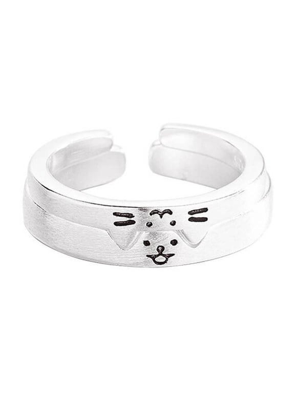 Beautiful Silver Finger Rings Fashionable Finger Rings Adornment Elegant Dog and Shaped Rings for Couple