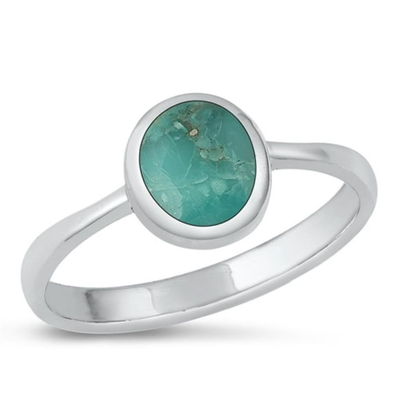 Beautiful Simulated Turquoise Ring 925 Sterling Silver Band Blue CZ Jewelry Female Size 7