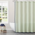 thumbnail image 1 of Beautiful Skinny Stripe Sage Green + Nightshadow Blue Shower Curtain by Drew Barrymore, 72" x 72", 1 of 5