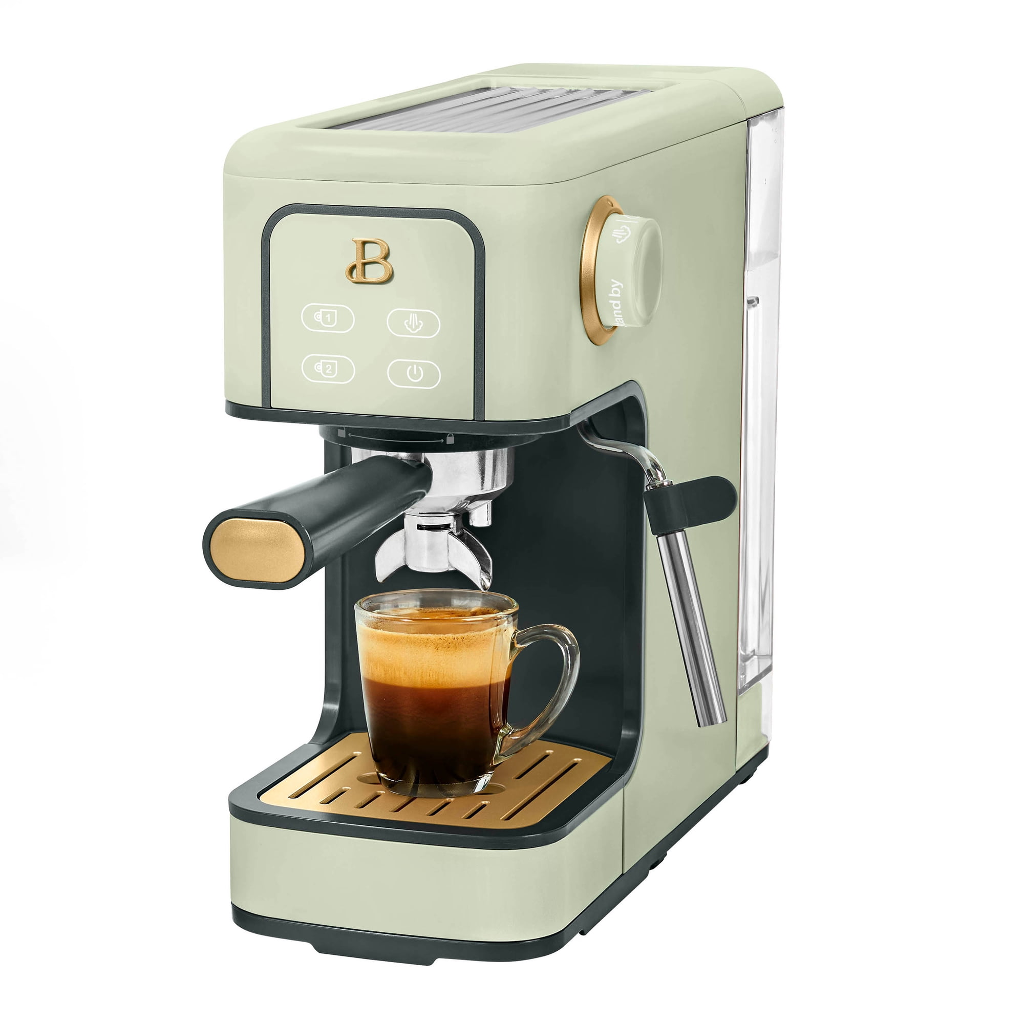 Beautiful Slim Espresso Machine with 20-Bar Pressure, Sage Green by Drew Barrymore