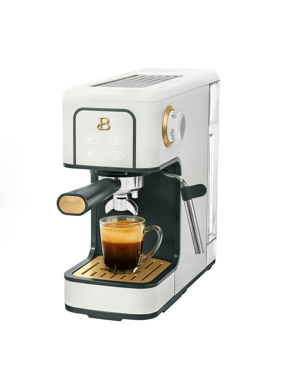 Beautiful Slim Espresso Maker with 20-Bar Pressure, White Icing by Drew Barrymore