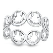 Beautiful Smile Ring .925 Sterling Silver Happy Face Band Jewelry Female Male Unisex Size 9