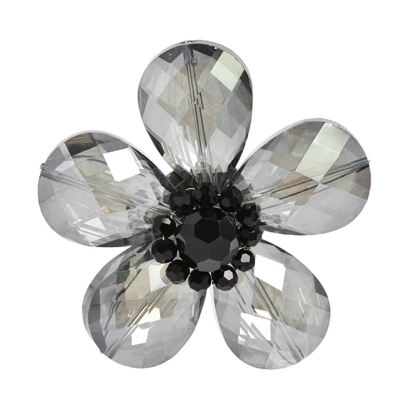 Beautiful Smoky Daisy Glass Floral Prism Pin-Brooch