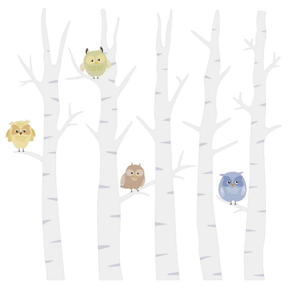 Beautiful Snowy Design with Birds Artwork for Living Room Wall Decoration - Cute Owls Hanging on a Tree with Snow Theme Art Design for Relaxing Room Vinyl Wall Decal 20" x 19"