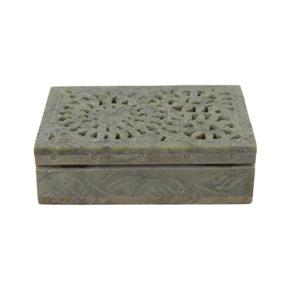 Beautiful Soapstone Box  Elephant & Leaf Carvings, Ideal for Jewelry Storage, Adds a Touch of Elegance to Bedroom or Living Room Dcor