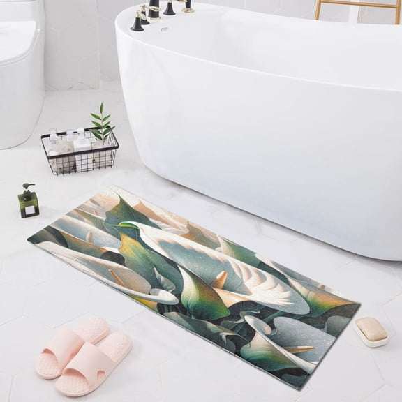 Beautiful Soft Lilies Flower Bath Mat 39x20 Non-Slip Bathroom Rugs Absorbent Soft Plush Quick Dry for Tub Shower Kitchen Home Decor