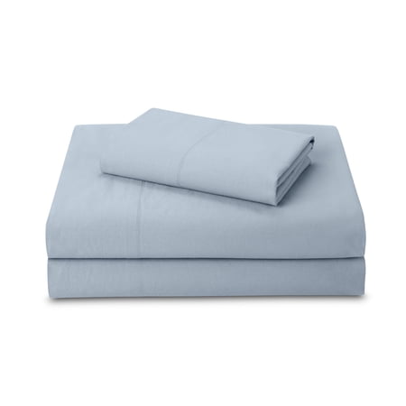 Beautiful Solid 3-Piece 100% Cotton Percale Cornflower Blue Sheet Set, Twin by Drew Barrymore