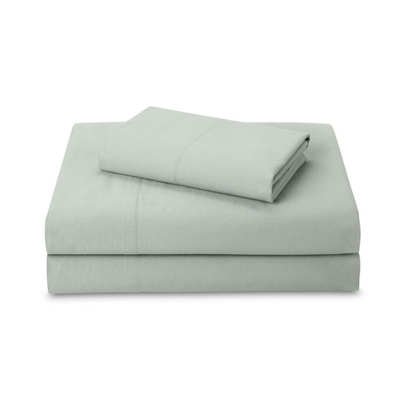 Beautiful Solid 3-Piece 100% Cotton Percale Sage Green Sheet Set, Twin by Drew Barrymore