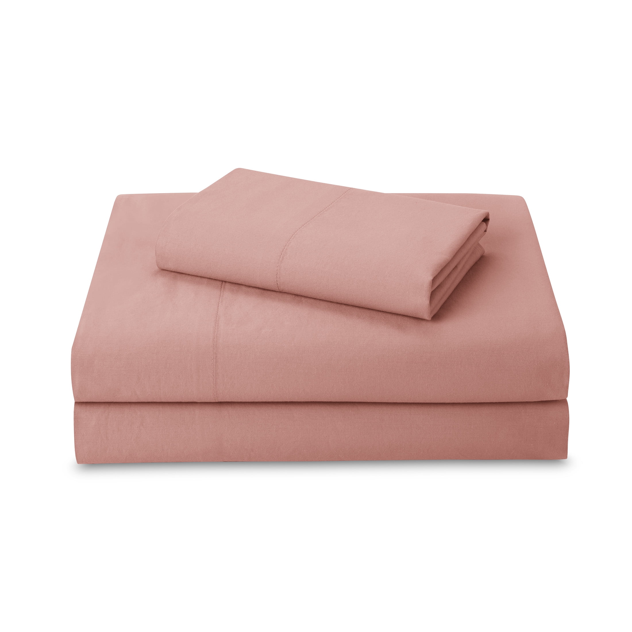 Beautiful Solid 3-Piece 100% Cotton Percale Woodrose Sheet Set, Twin by ...
