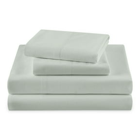 Beautiful by Drew Barrymore 4-Piece Full Sheet Set, Sage Green, 100% Cotton Washed Percale