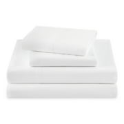 Beautiful by Drew Barrymore Solid Sheet Set, 4-Piece King, 100% Cotton Washed Percale, White
