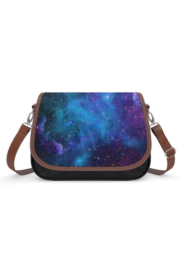 Beautiful Space, Stars, Planets, Cosmos Vintage Crossbody Bag for Women Medium Leather Hobo Bags Shoulder Bag Classic City Leather Satchels