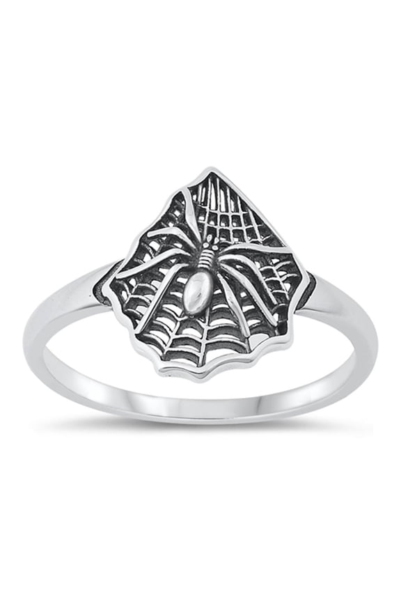 Beautiful Spider & Web Ring .925 Sterling Silver Arachnid Band Jewelry Female Male Unisex Size 6