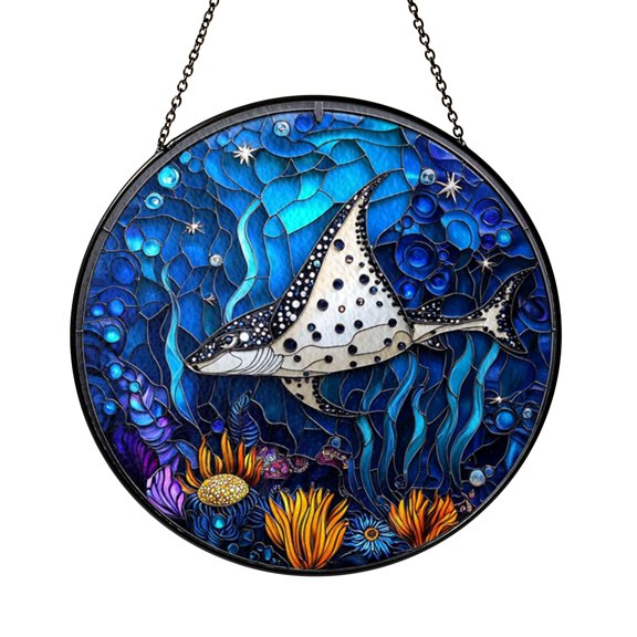 Beautiful Spotted Eagle Ray Ocean Suncatcher Round Gift Item Art