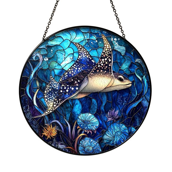 Beautiful Spotted Eagle Ray Ocean Suncatcher Round Gift Item Decor