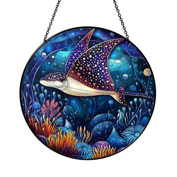 Beautiful Spotted Eagle Ray Ocean Suncatcher Round Gift Item Decor