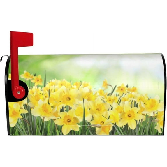 Beautiful Spring Flowers Mailbox Cover Magnetic Standard Size Letter Post Box Cover Wrap Oversize Decoration Welcome Home Garden Outdoor 21" Lx 18" W