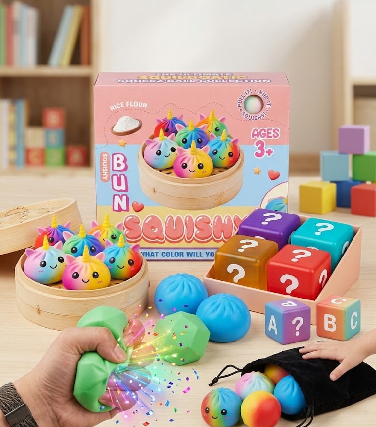 Beautiful Squishy Toy for Relaxation and Play - Random Multi Color 6 Pc's Set