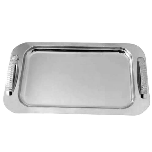 Beautiful Stainless Steel Rectangular Tray with Silver Gritter Design with no Legs