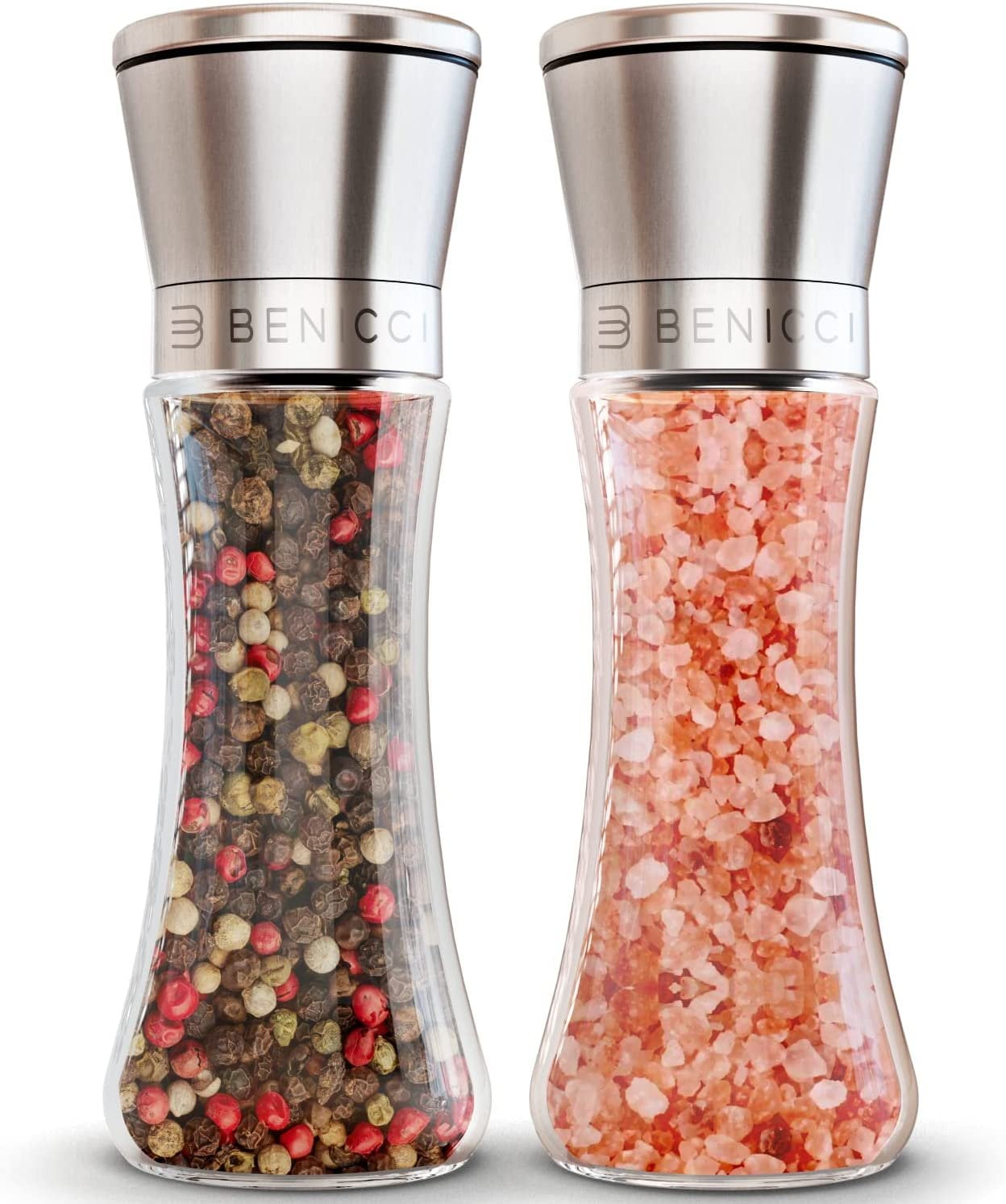 Vucchini Adjustable Salt and Pepper Grinder Shaker Set of 4 - Salt and Pepper  Mill Shakers Set with Adjustable Pour Holes - Refillable Stainless Steel Himalayan  Pink Salt and Pepper Mills - Yahoo Shopping