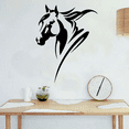 thumbnail image 1 of Beautiful Stallion Mare Horse Portrait Silhouette Cute Pony Vinyl Wall Art Sticker Wall Decal Home Kids Room Farm House Room Girls Boys Room Wall Décoration Design Wall Décor Decal Size (40x24 inch), 1 of 3