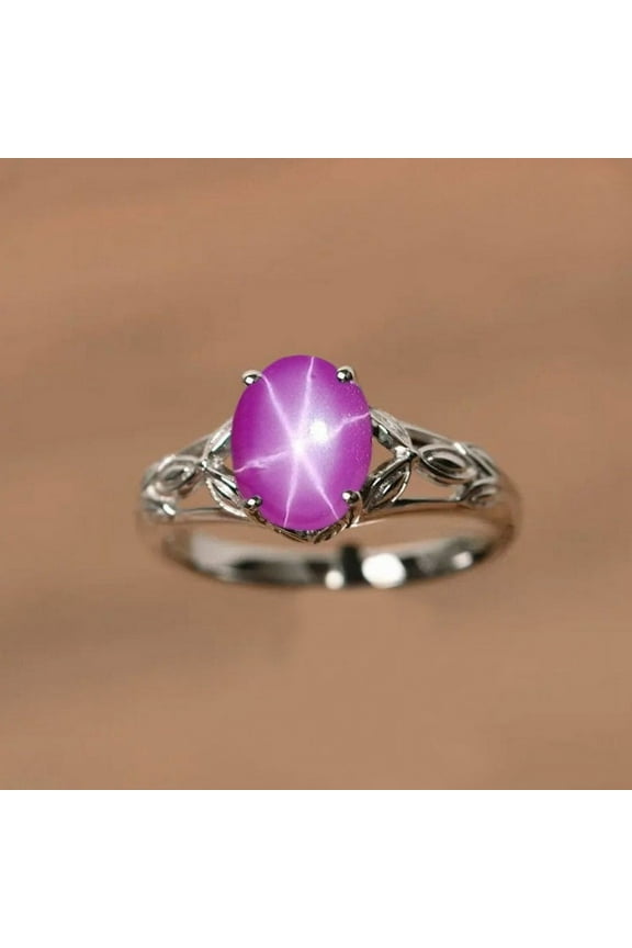 Beautiful Star Ruby Sterling Silver / Lindy Star Ruby Women Dainty Elegant Ring