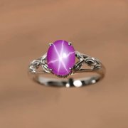 THEJEWELRYART Beautiful Star Ruby Sterling Silver / Lindy Star Ruby Women Dainty Elegant Ring