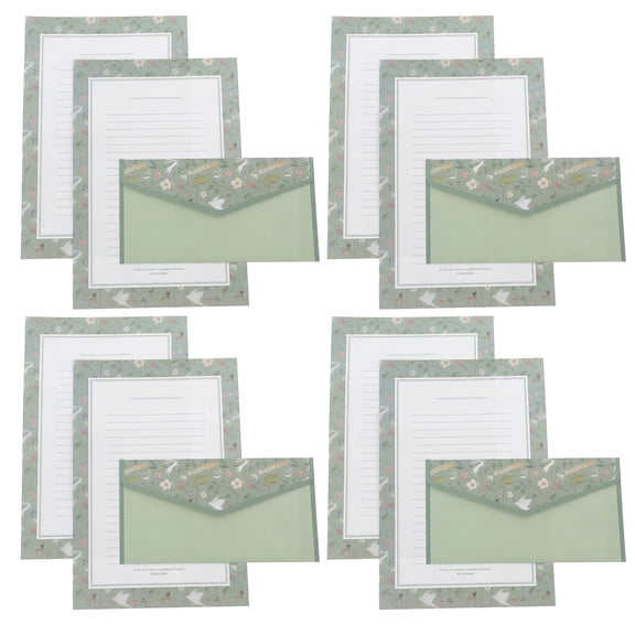 FONDOTIN Vintage Floral Stationery Set Light Green Stationery Supplies 1 Set