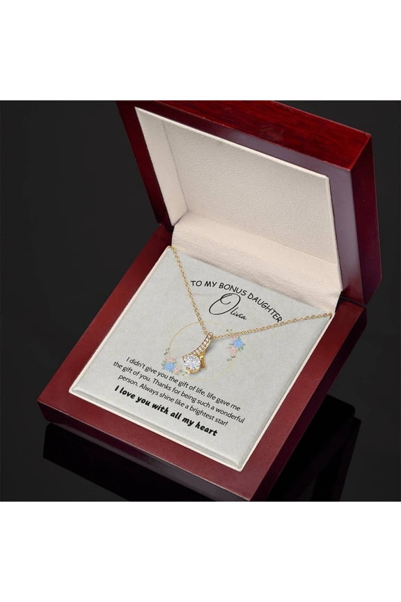 To My Beautiful Stepdaughter Bonus Daughter From Stepmom Stepdad Necklace, A Meaningful Necklace Perfect For Anniversaries, Birthdays, Valentine V7704, Gold Alluring Necklace