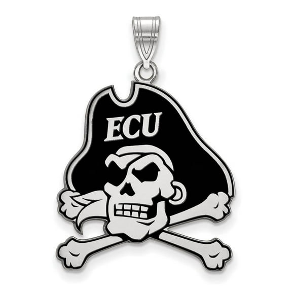 Sterling Silver LogoArt Official Licensed Collegiate East Carolina University (ECU) XL Enamel Pendant