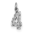 thumbnail image 1 of Beautiful Sterling SIlver Rhodium-plated Small Diamond-cut #4 Charm, 1 of 2