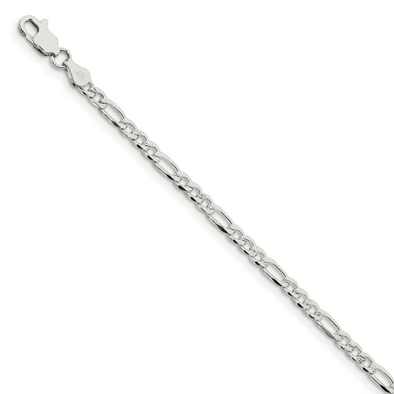 Beautiful Sterling Silver 4mm Pav Flat Figaro Chain