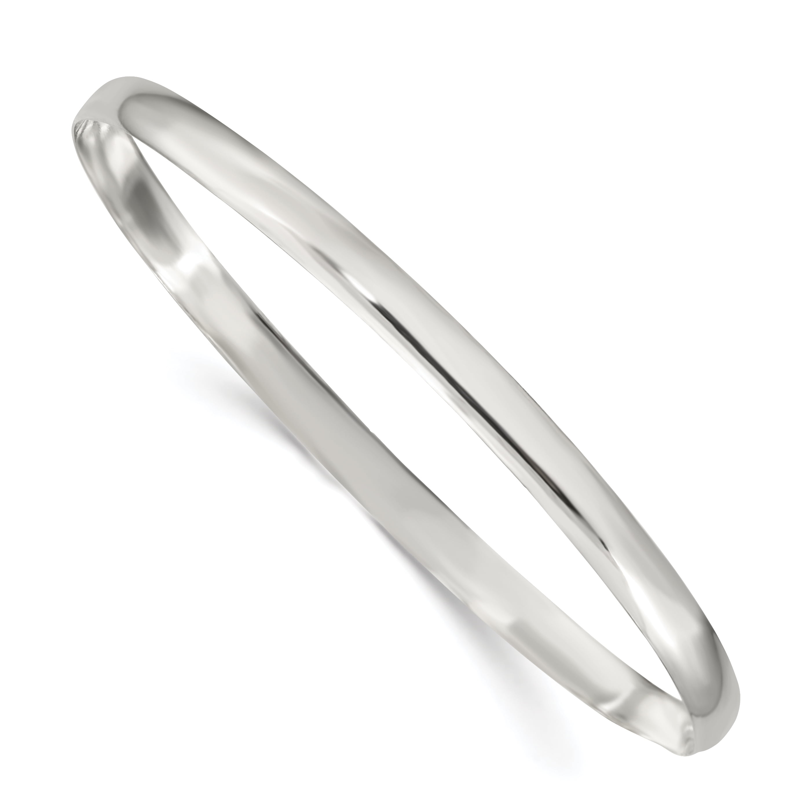Beautiful Sterling Silver 4mm Solid Polished Plain Slip-On Bangle